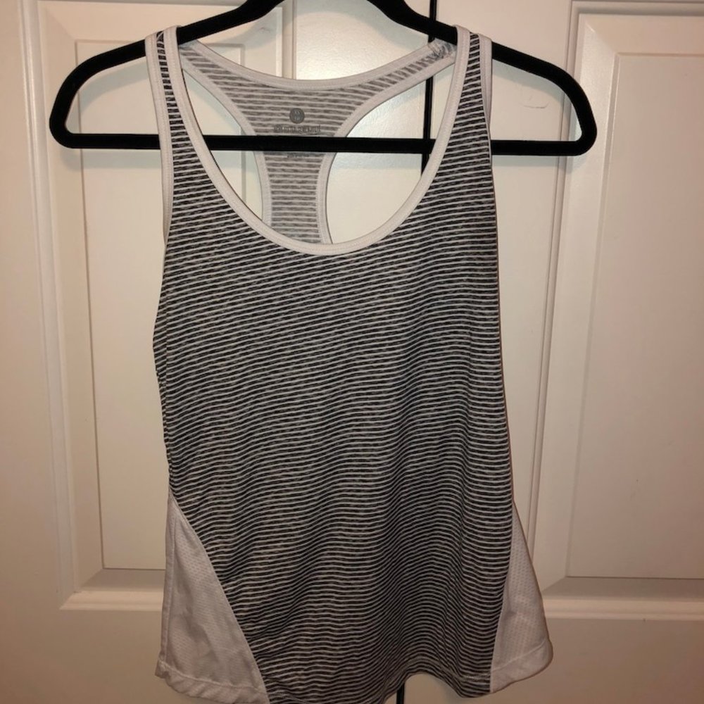Grey and white athletic tank top